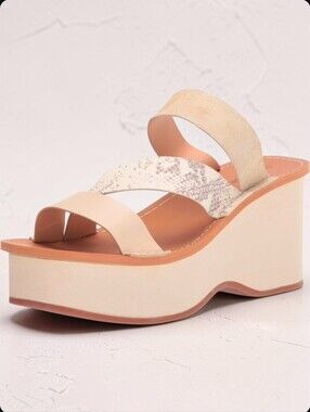 Lucky Brand Mimya Leather Strap EVA Platform Wedge Sandals Size 10 NWT In Box!